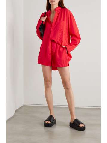 BALENCIAGA Shorts aus Lyocell mit Jacquard-Muster in Knitteroptik mit Applikation