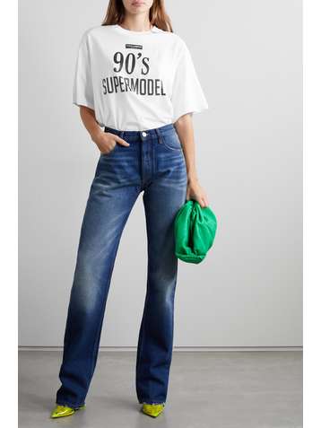 DOLCE & GABBANA Bedrucktes T-Shirt aus Baumwoll-Jersey mit Applikation