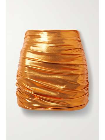 DOLCE & GABBANA Ruched stretch-lamé mini skirt