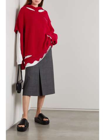 BALENCIAGA Mehrlagiger Oversized-Kapuzenpullover aus Baumwolle und Jersey mit Print in Distressed-Optik