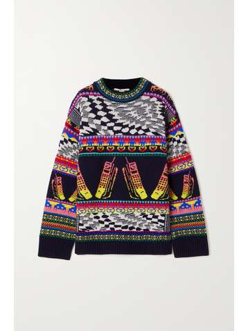 STELLA MCCARTNEY Keep In Touch oversized jacquard-knit wool-blend sweater