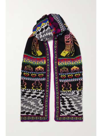 STELLA MCCARTNEY Keep In Touch intarsia wool-blend scarf