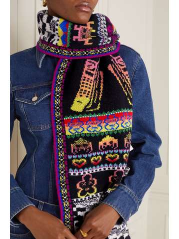 STELLA MCCARTNEY Keep In Touch intarsia wool-blend scarf