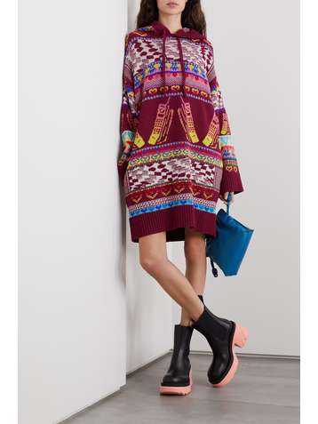 STELLA MCCARTNEY Keep in Touch hooded wool-jacquard dress