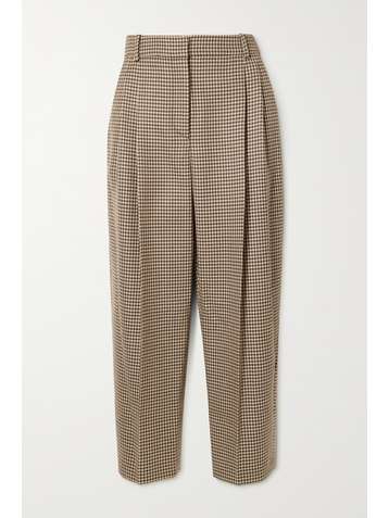 STELLA MCCARTNEY Cropped pleated houndstooth wool-twill slim-leg pants
