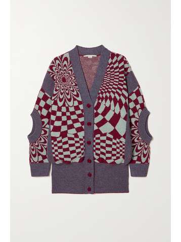 STELLA MCCARTNEY Cutout jacquard-knit wool-blend cardigan