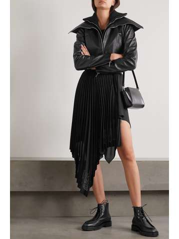 GIVENCHY Asymmetric pleated laser-cut georgette midi skirt