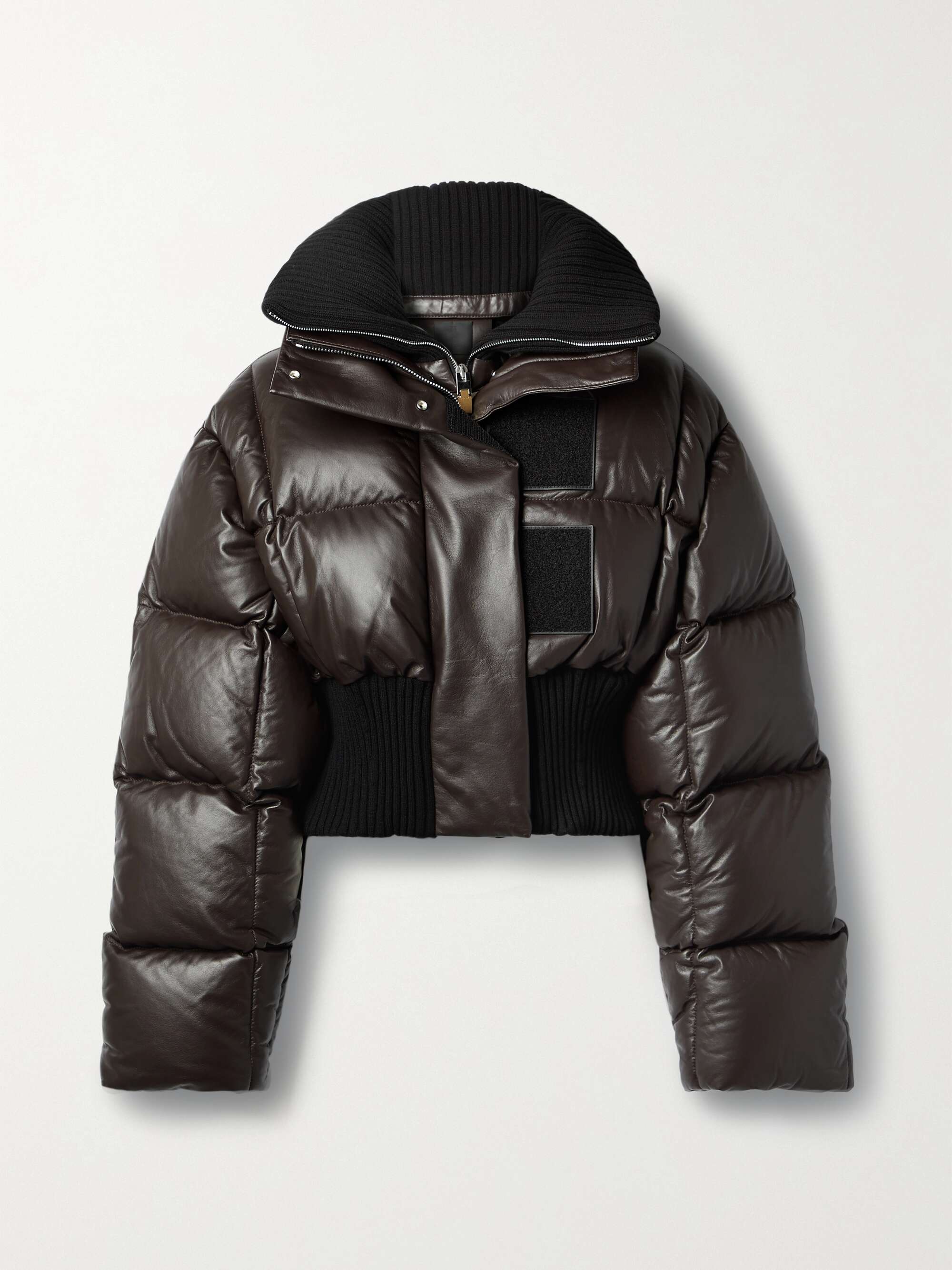 GIVENCHY Cropped wool-blend trimmed quilted down leather jacket