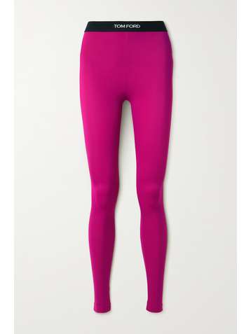 TOM FORD Jacquard-trimmed stretch-jersey leggings
