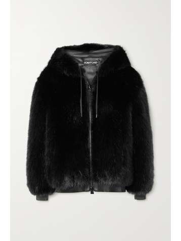 TOM FORD Hooded leather-trimmed faux fur jacket