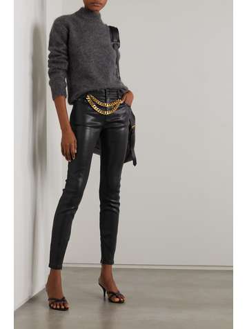 TOM FORD Chain-embellished coated high-rise skinny jeans