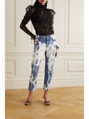 TOM FORD Ruffled tulle, lace and mesh blouse