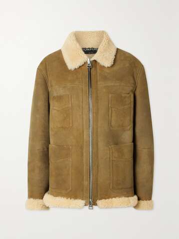 TOM FORD Shearling-trimmed suede jacket