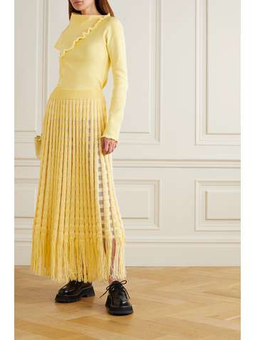 JIL SANDER Pull en mailles côtelées à franges