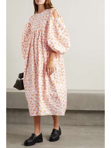 CECILIE BAHNSEN Jet cutout fil coupé poplin midi dress