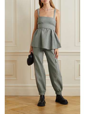 CECILIE BAHNSEN Josie tie-back seersucker top