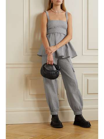 CECILIE BAHNSEN Jackson matelassé satin track pants