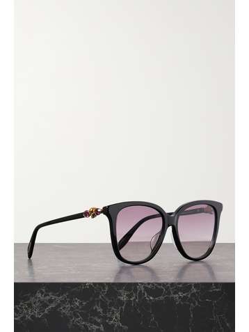 ALEXANDER MCQUEEN Verzierte Sonnenbrille mit eckigem Rahmen aus Azetat
