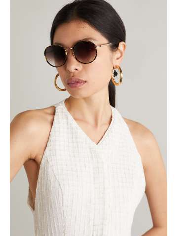 BARTON PERREIRA Amorfati round-frame tortoiseshell acetate and gold-tone sunglasses