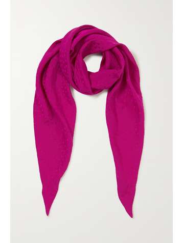 SAINT LAURENT Polka-dot silk-jacquard scarf