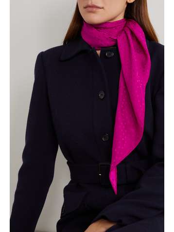 SAINT LAURENT Polka-dot silk-jacquard scarf