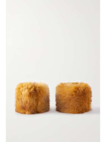 SAINT LAURENT Leather-trimmed faux fur cuffs