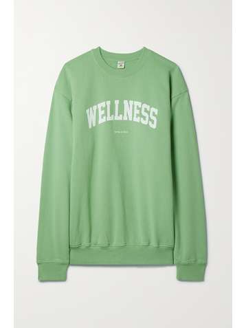 SPORTY & RICH Sweat en jersey de coton imprimé Wellness Ivy