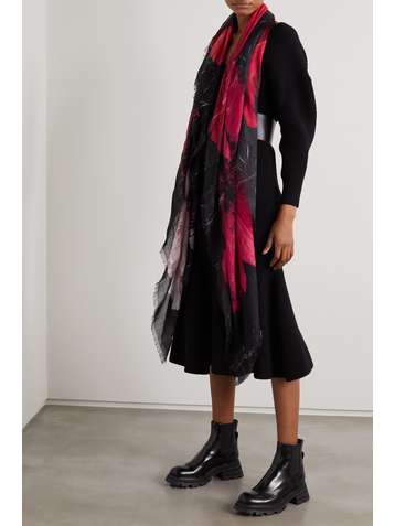 ALEXANDER MCQUEEN Schal aus bedrucktem Twill aus einer Woll-Seidenmischung
