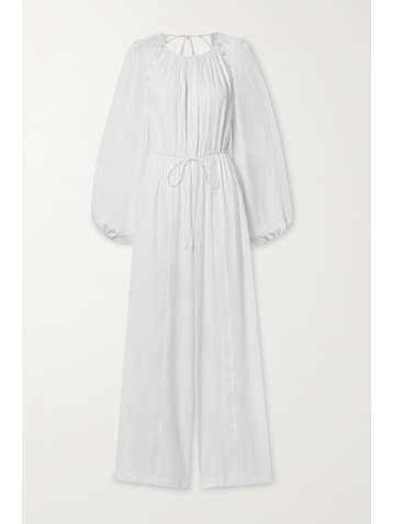 JOSLIN + NET SUSTAIN Lois open-back crochet-trimmed silk-crepe jumpsuit