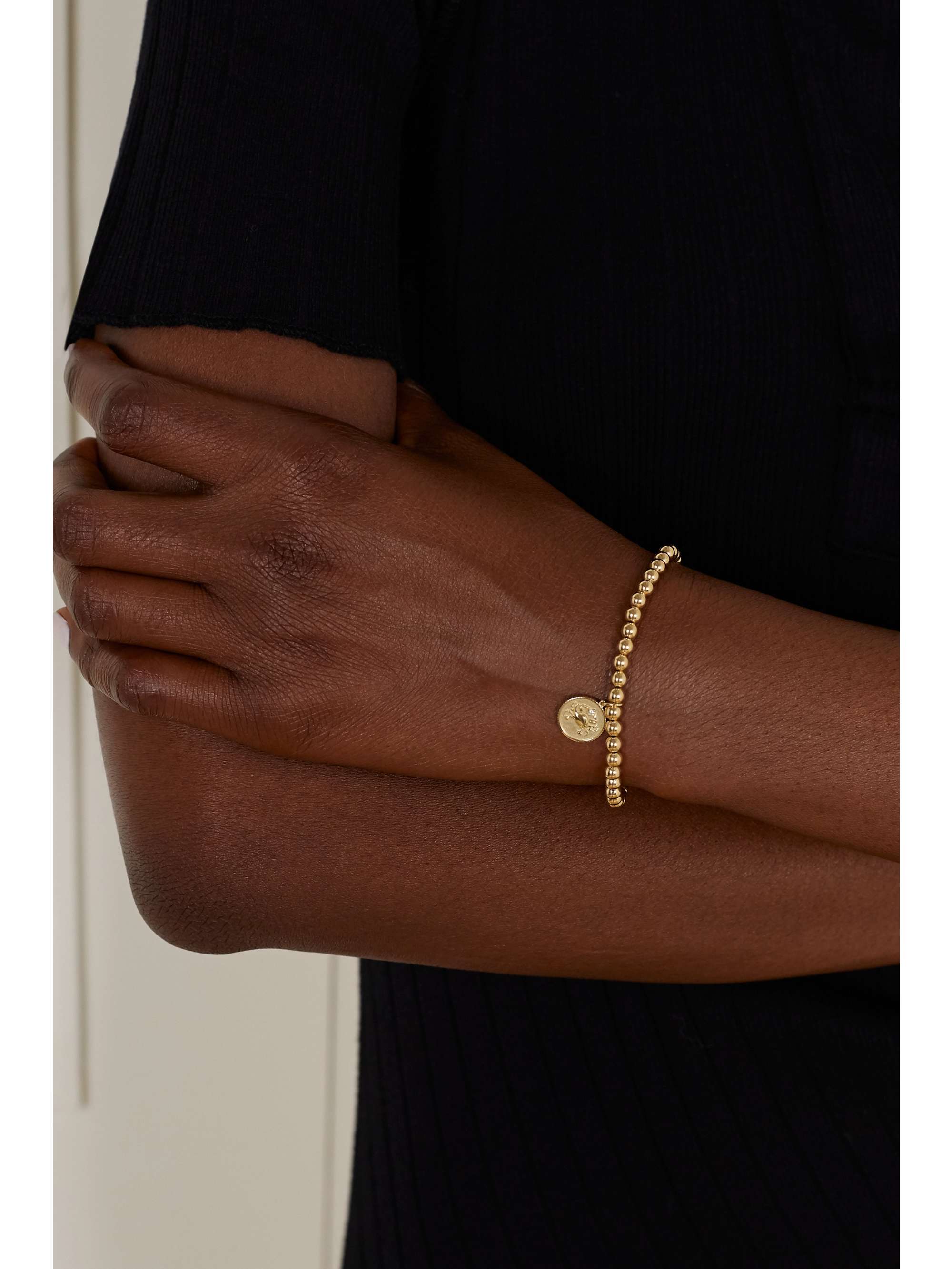 SYDNEY EVAN Cancer 14-karat gold diamond bracelet