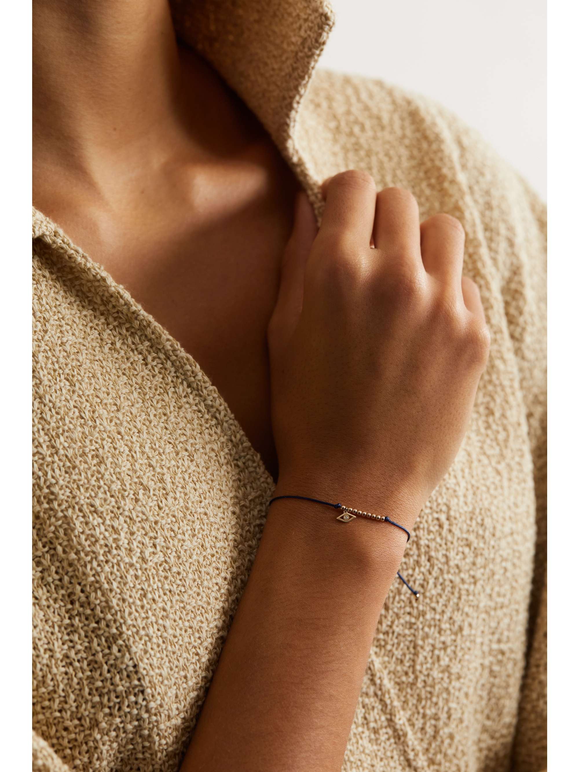 SYDNEY EVAN Palm Tree 14-karat gold cord bracelet