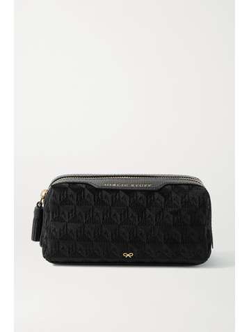 ANYA HINDMARCH Girlie Stuff leather-trimmed velvet-jacquard pouch