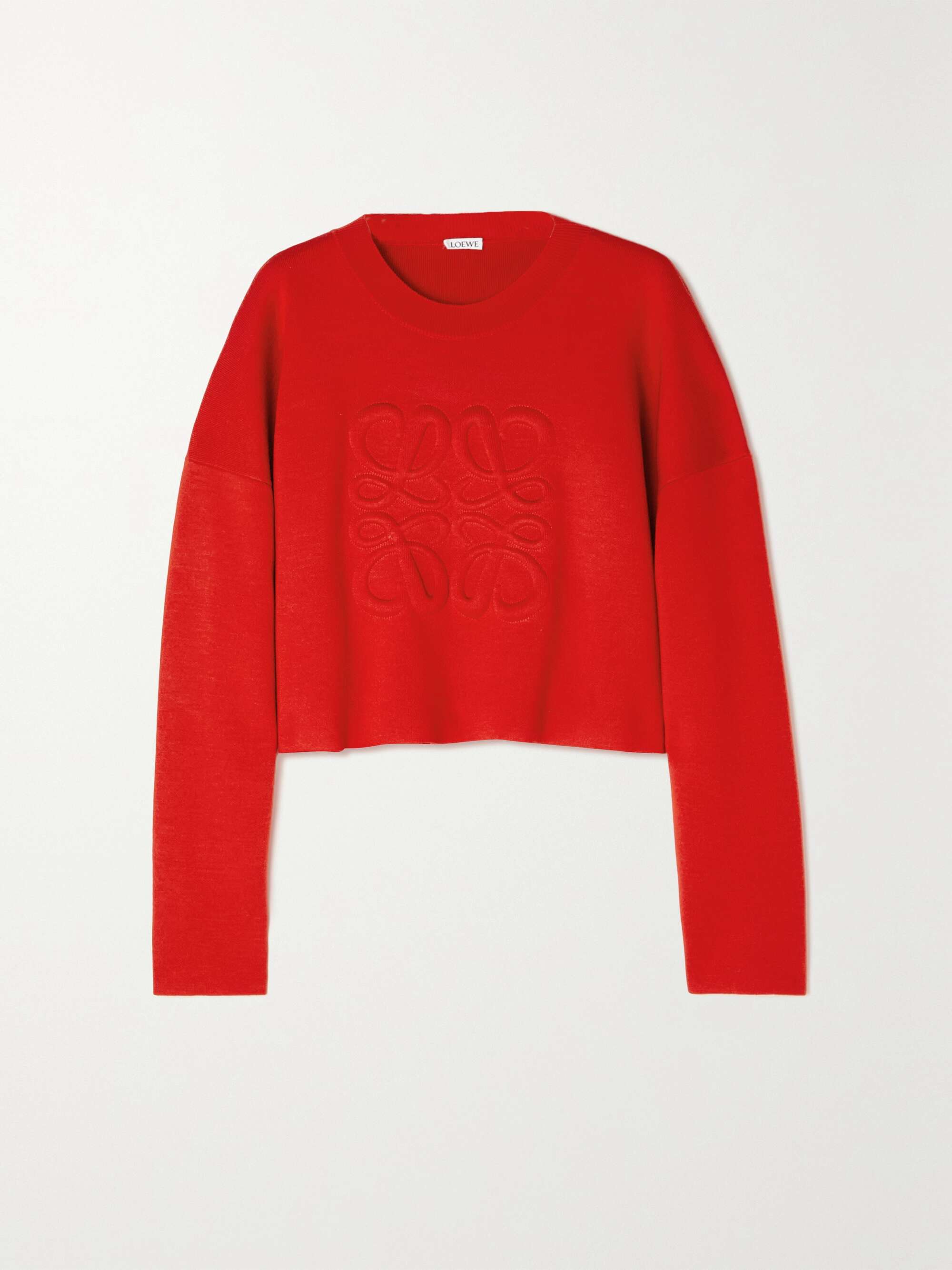 LOEWE Cropped embroidered wool-blend sweater | NET-A-PORTER