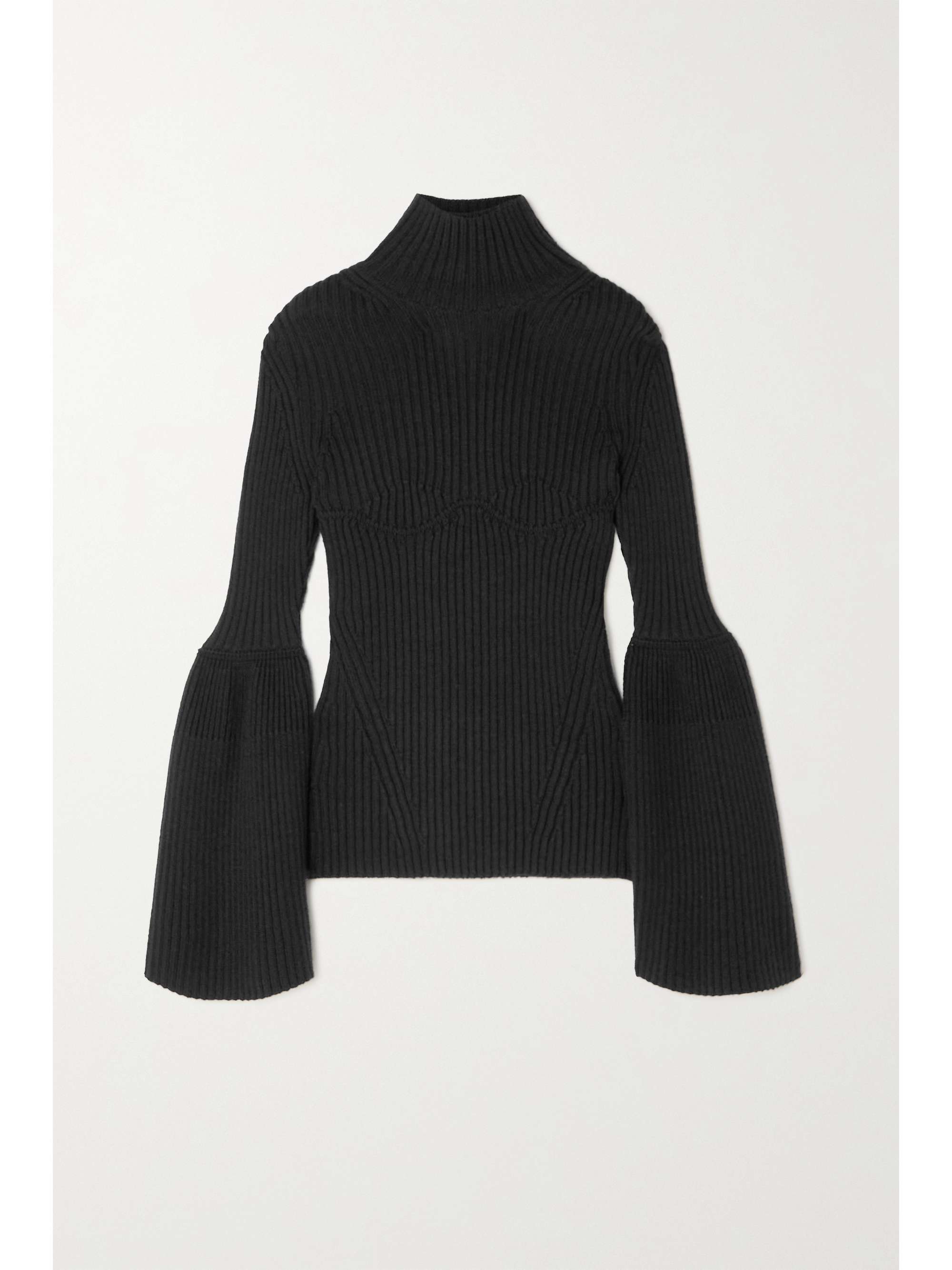 Black Ribbed wool turtleneck sweater 