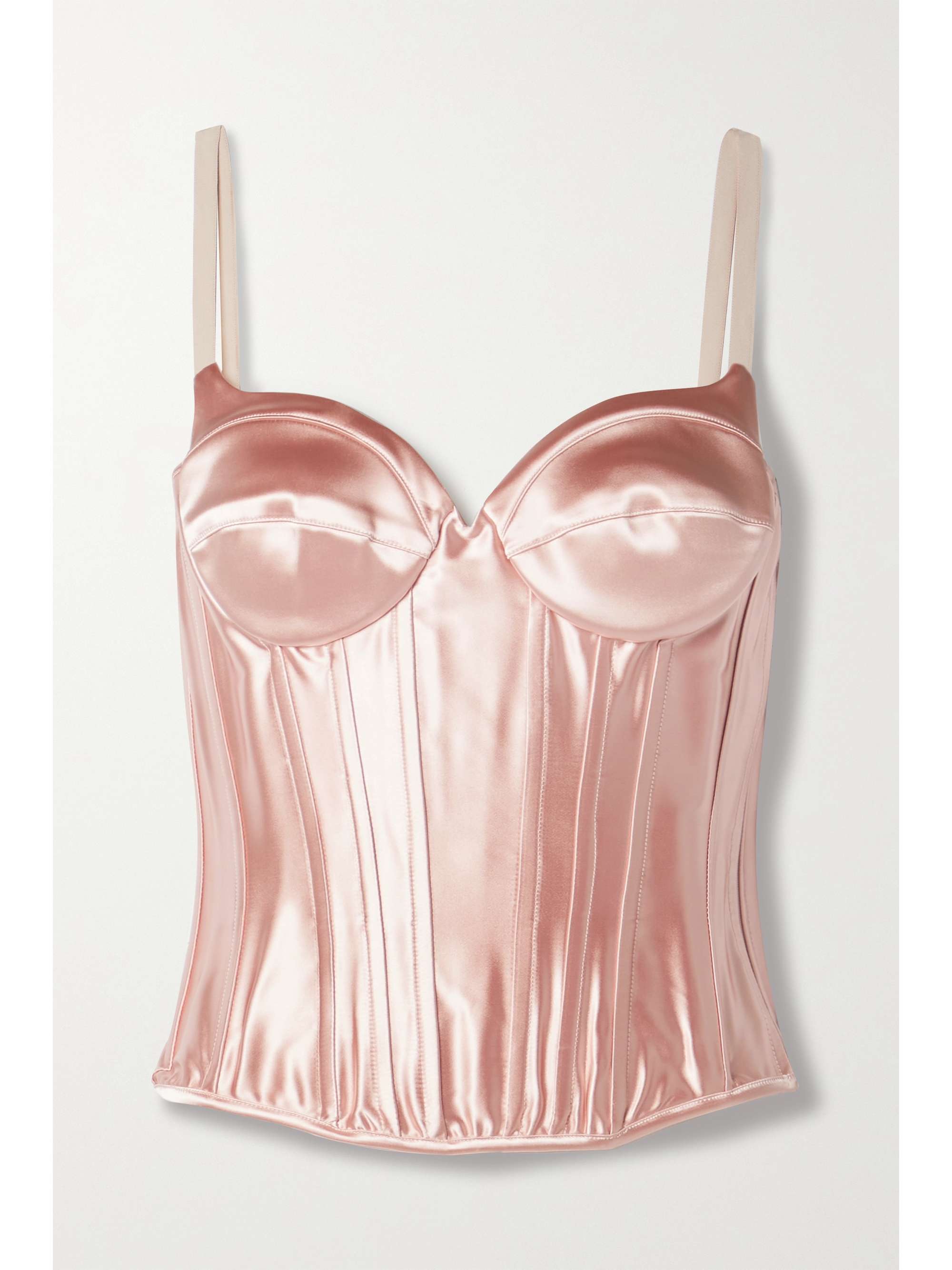 ROSAMOSARIO Lace-up satin bustier top | NET-A-PORTER