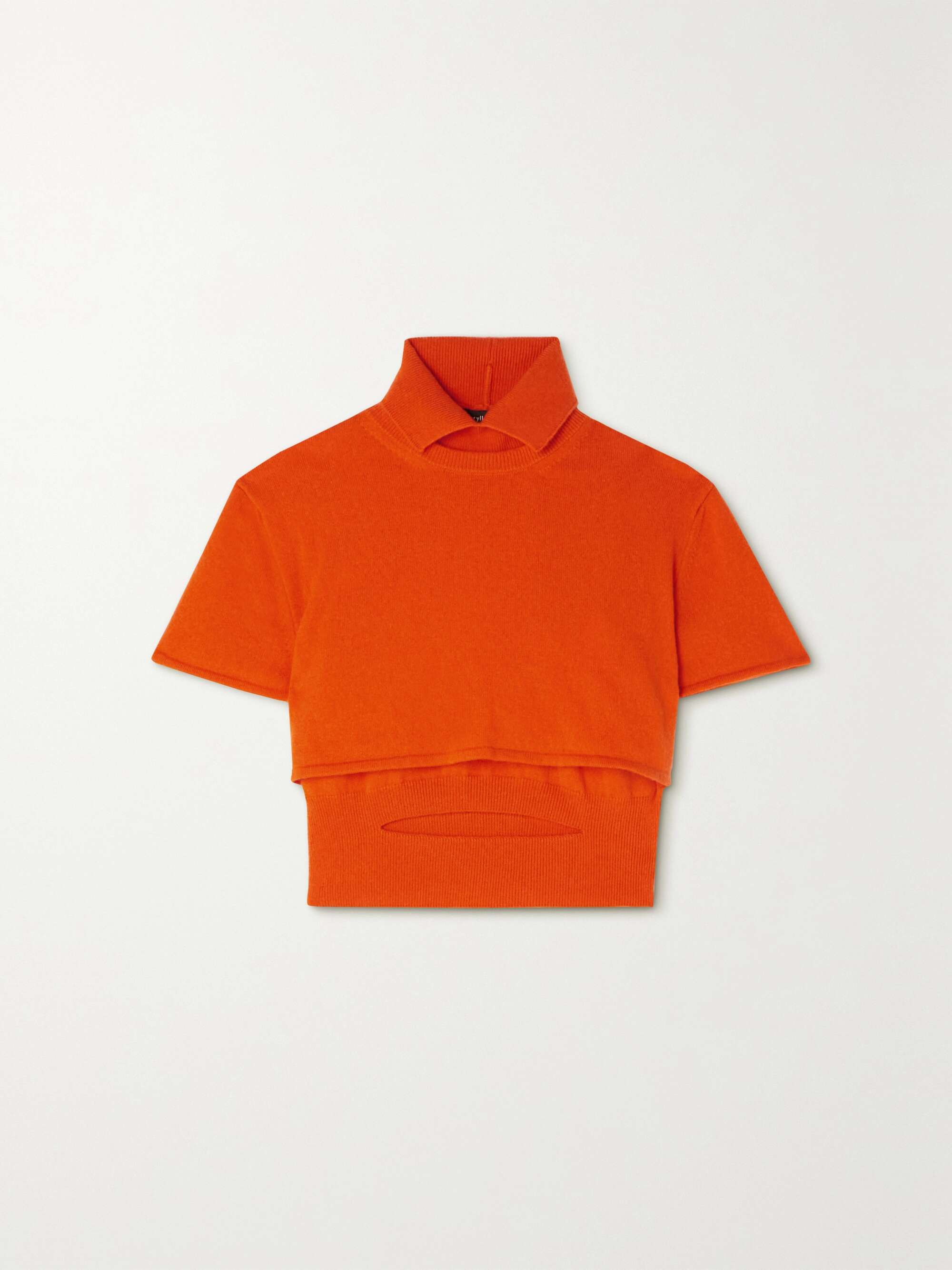 Bright orange Cropped layered cashmere 