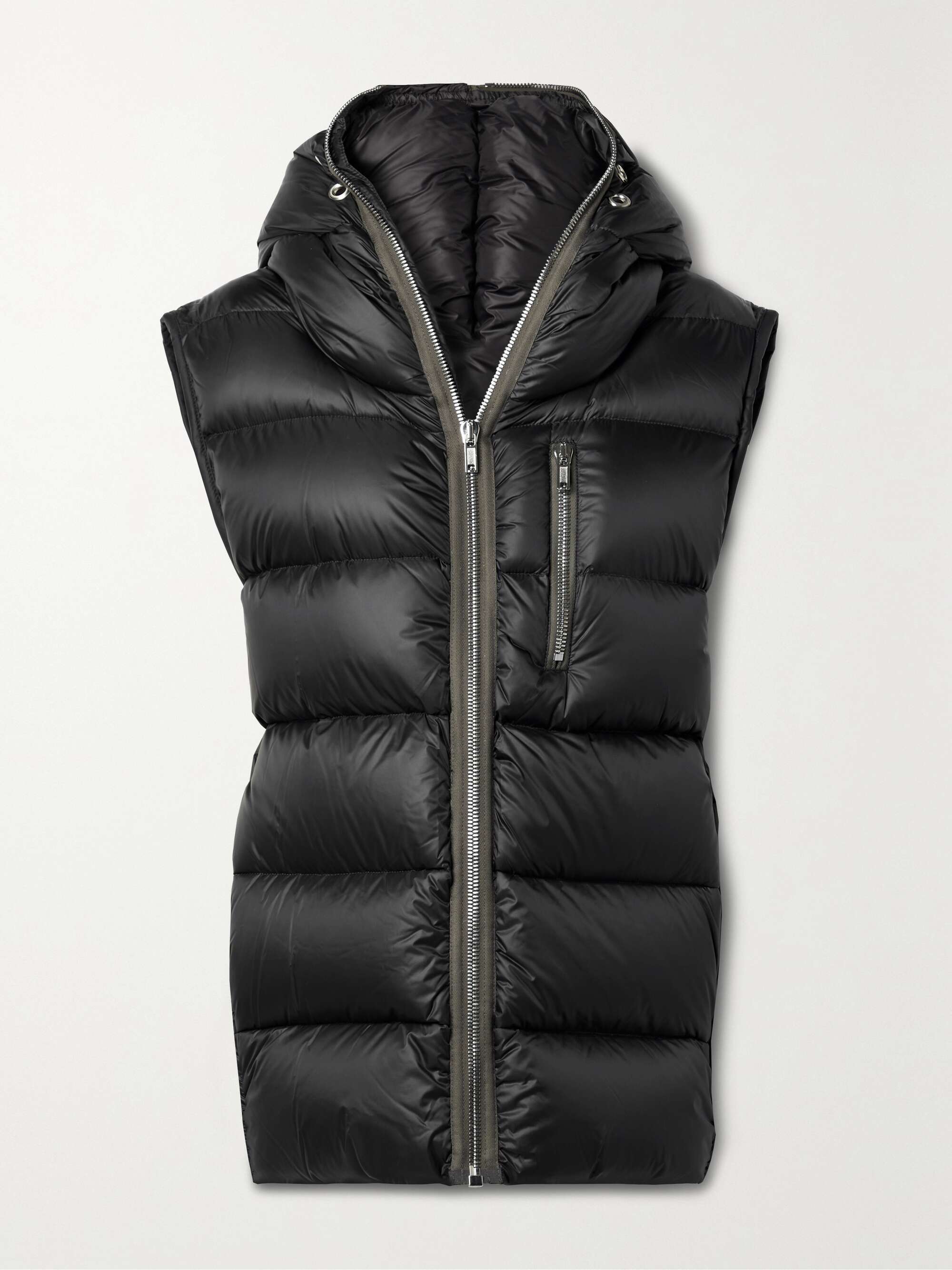 RICK OWENS Hooded quilted down shell vest | NET-A-PORTER