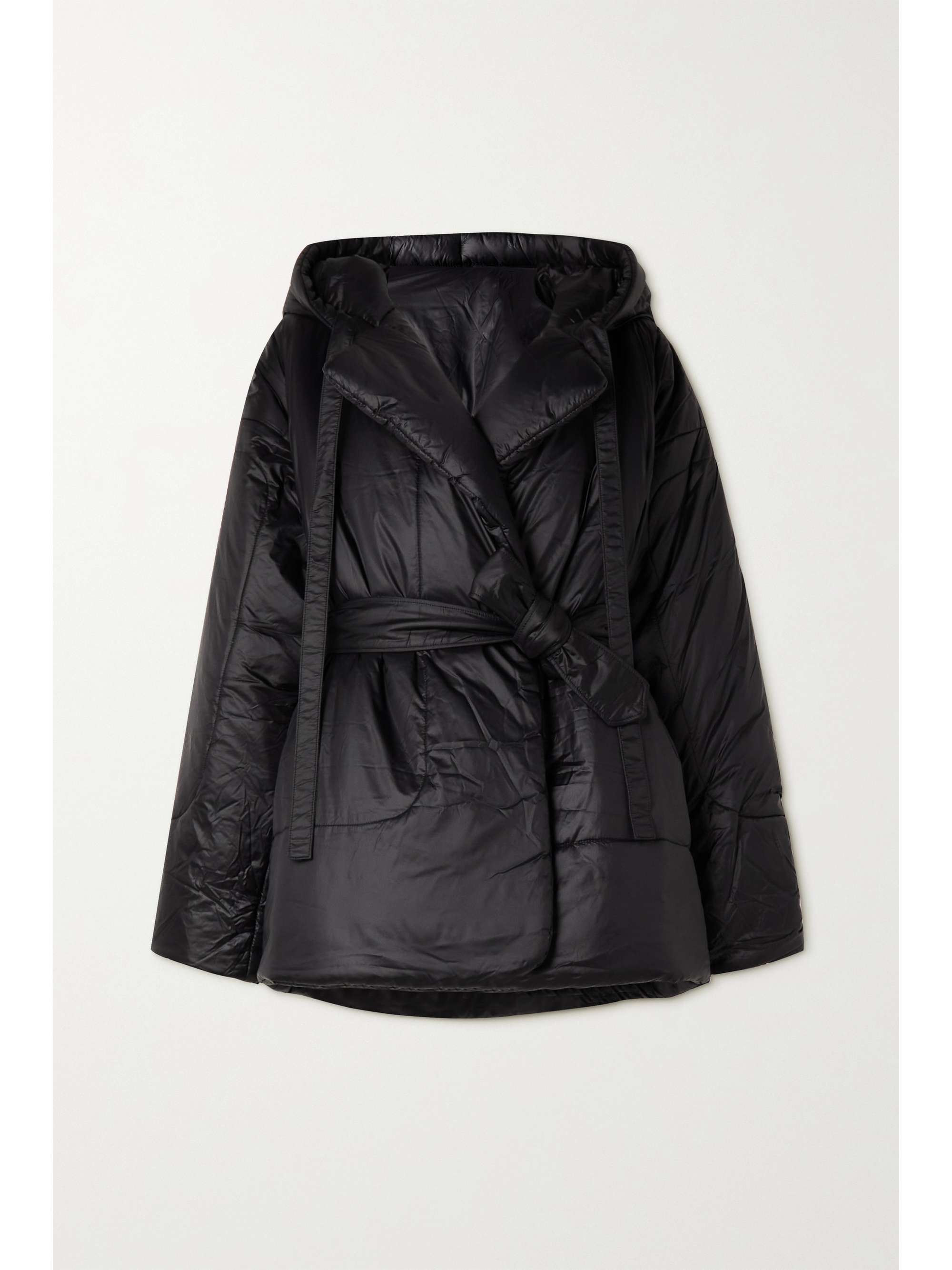 Black Reversible hooded belted quilted 