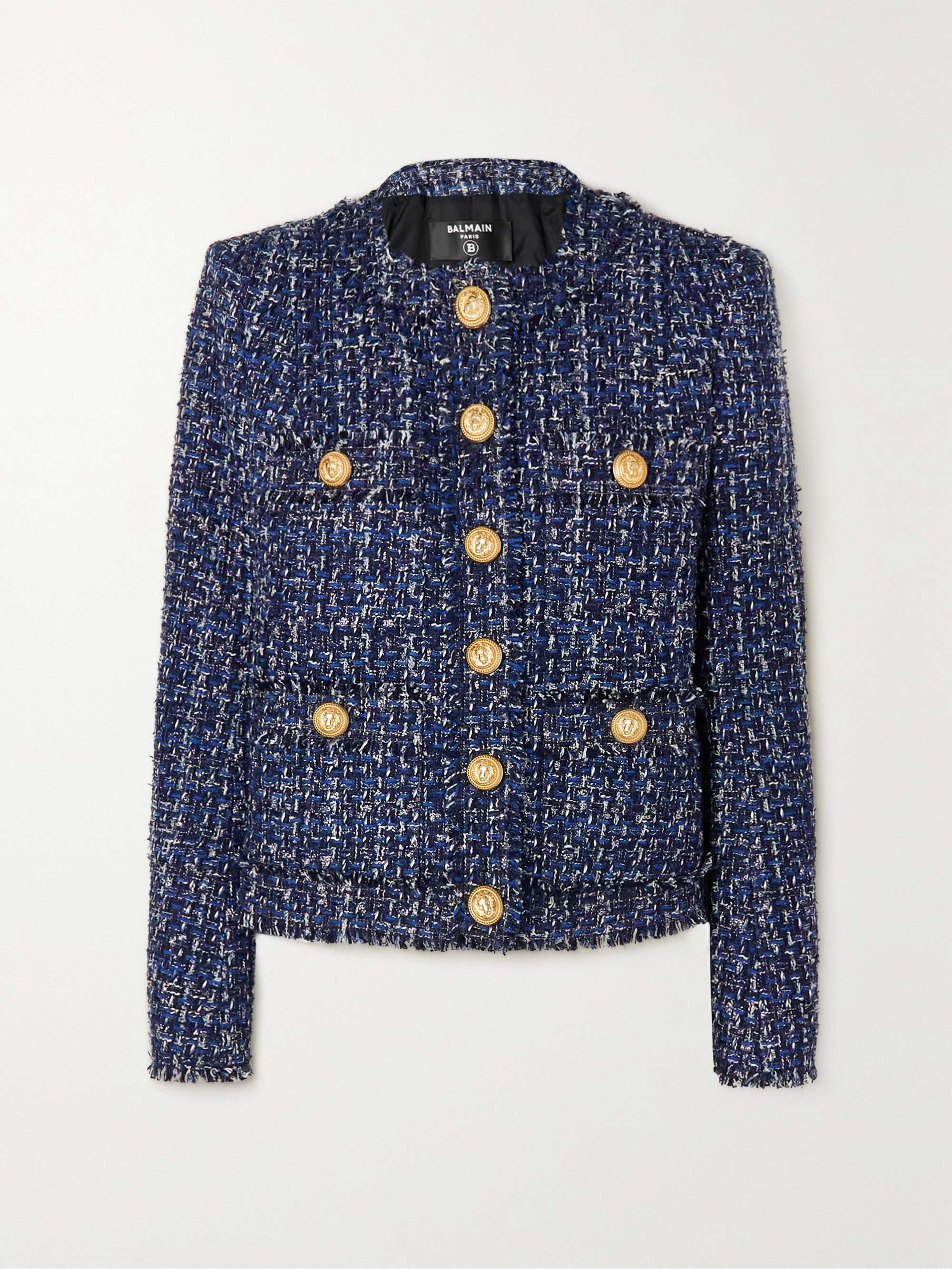 Balmain - Frayed Tweed Blazer - Blue - FR46 - Net A Porter