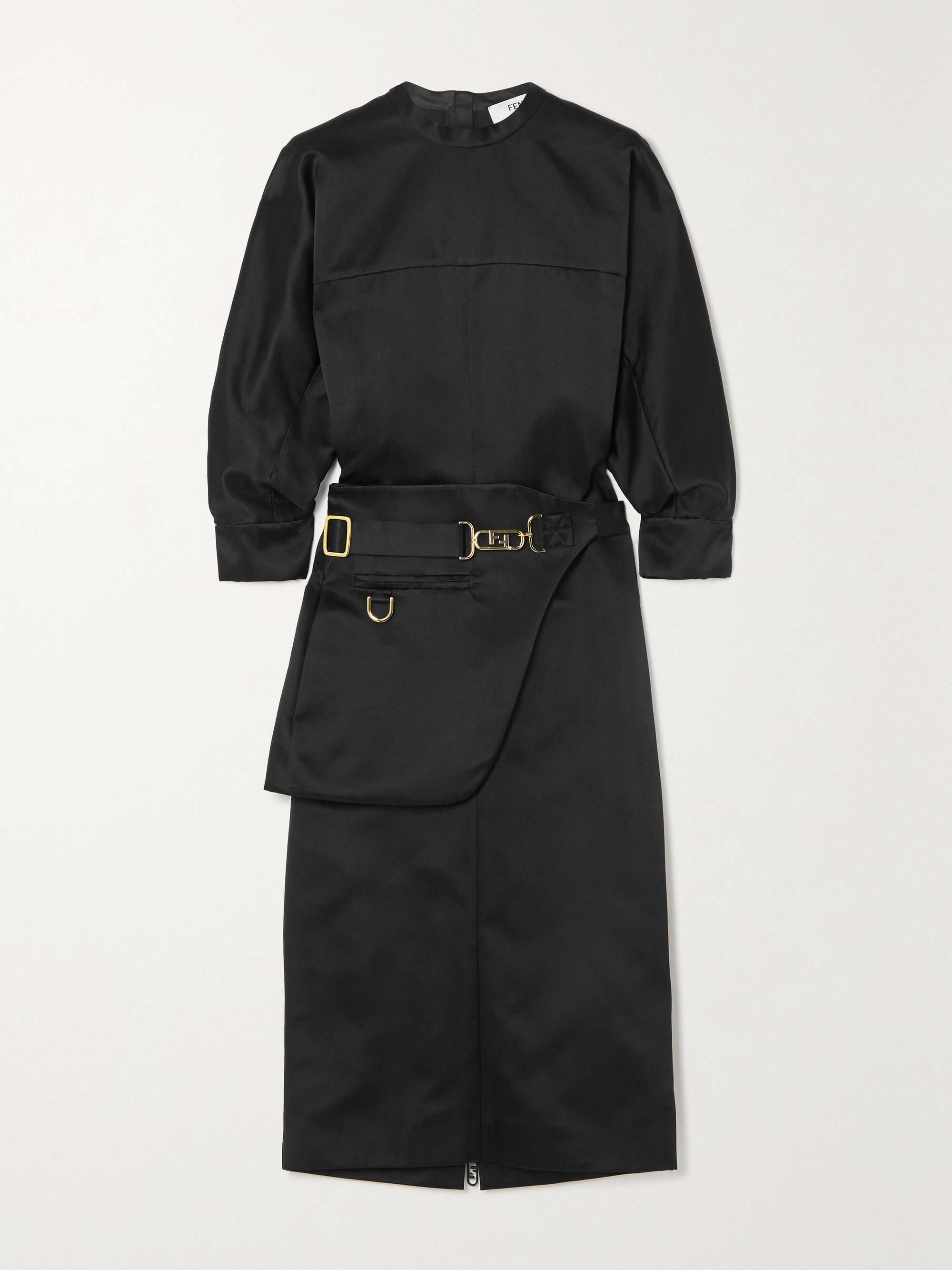 FENDI Belted paneled silk-satin midi dress | NET-A-PORTER