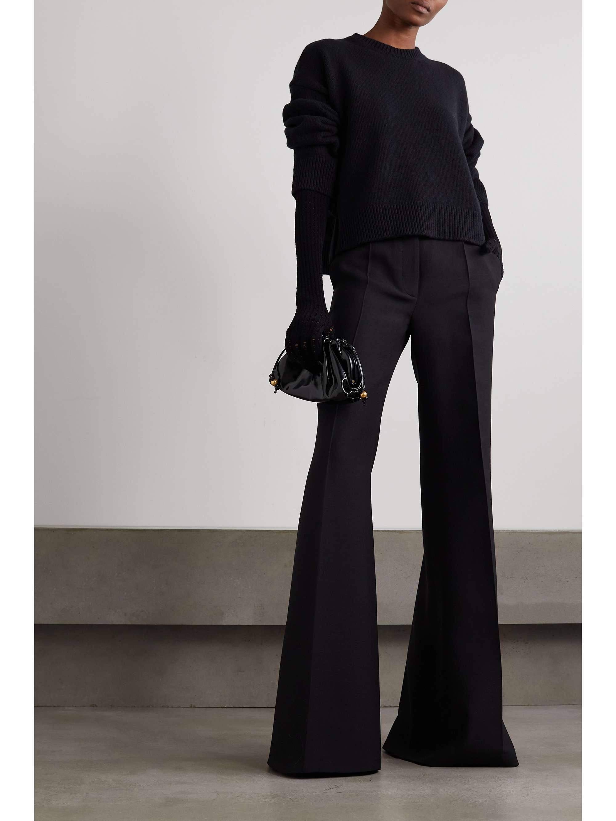 VALENTINO GARAVANI Wool and silk-blend crepe wide-leg pants