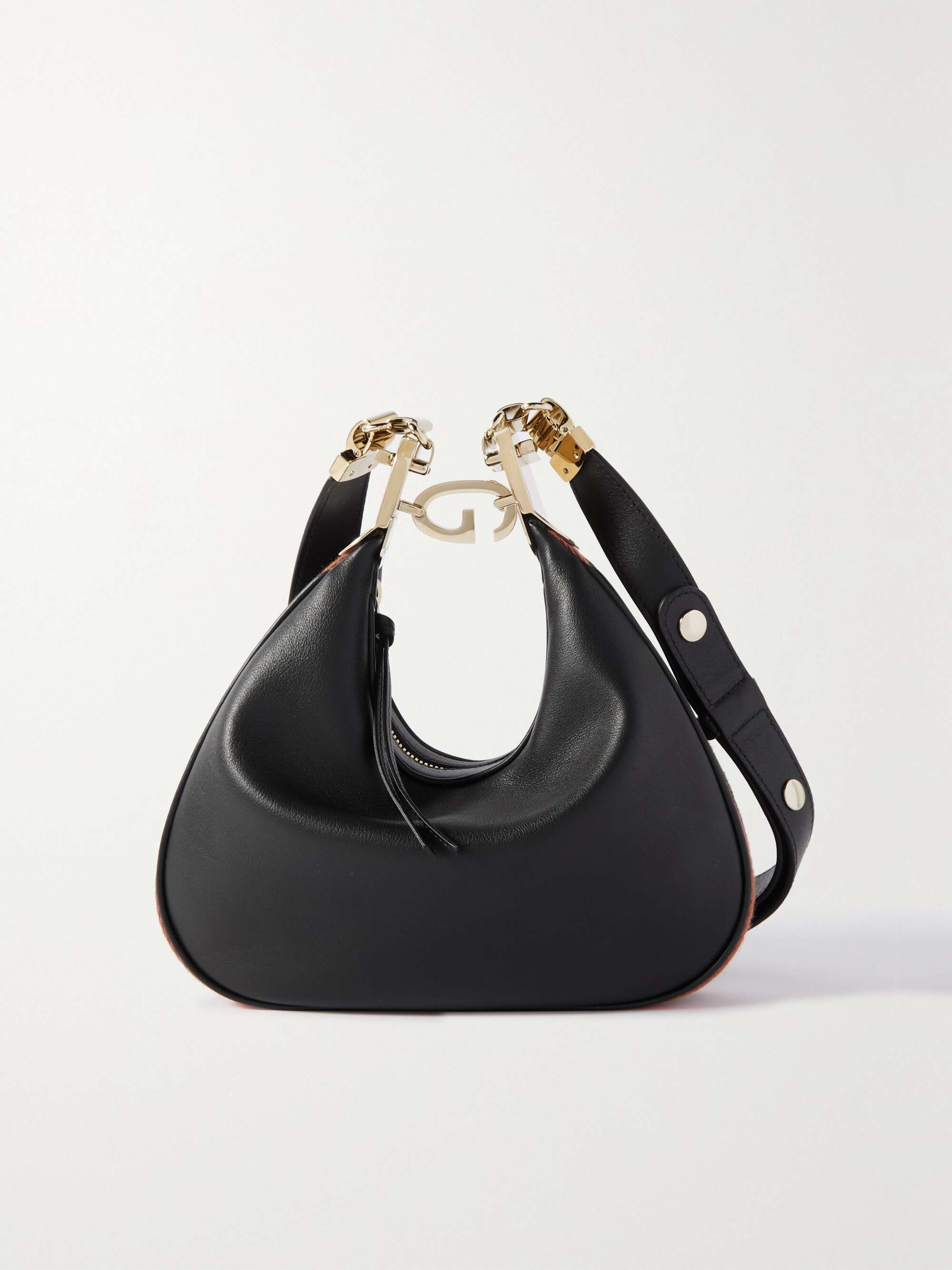 GUCCI Attache webbing-trimmed leather shoulder bag NET-A-PORTER