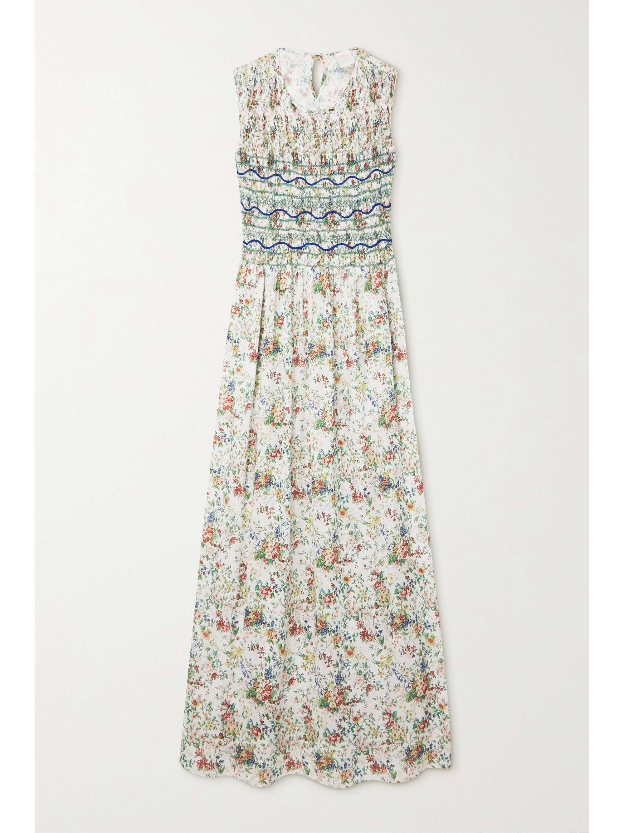 Blue Gioia smocked embroidered floral 
