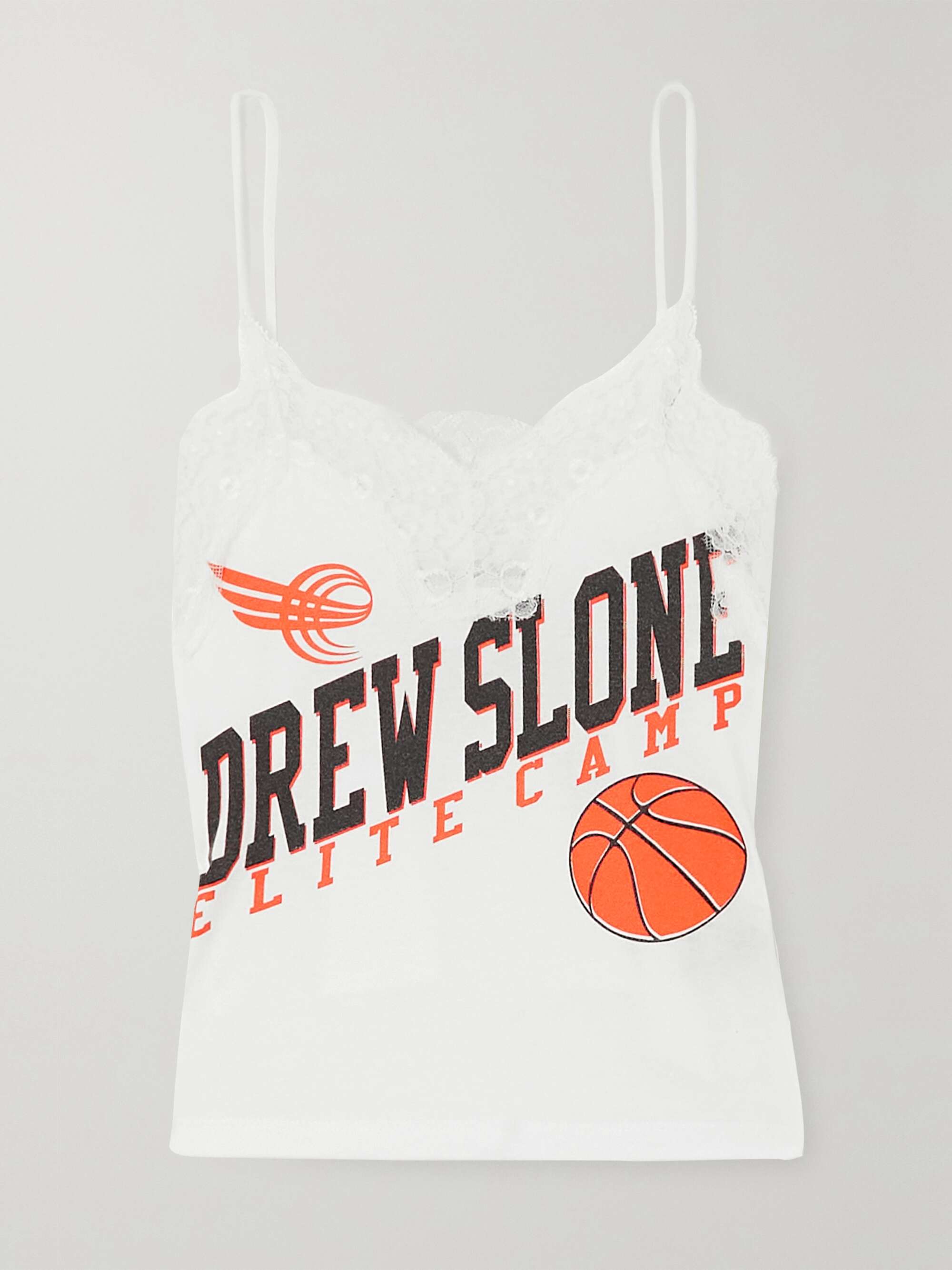 CONNER IVES + NET SUSTAIN lace-trimmed printed cotton-jersey tank