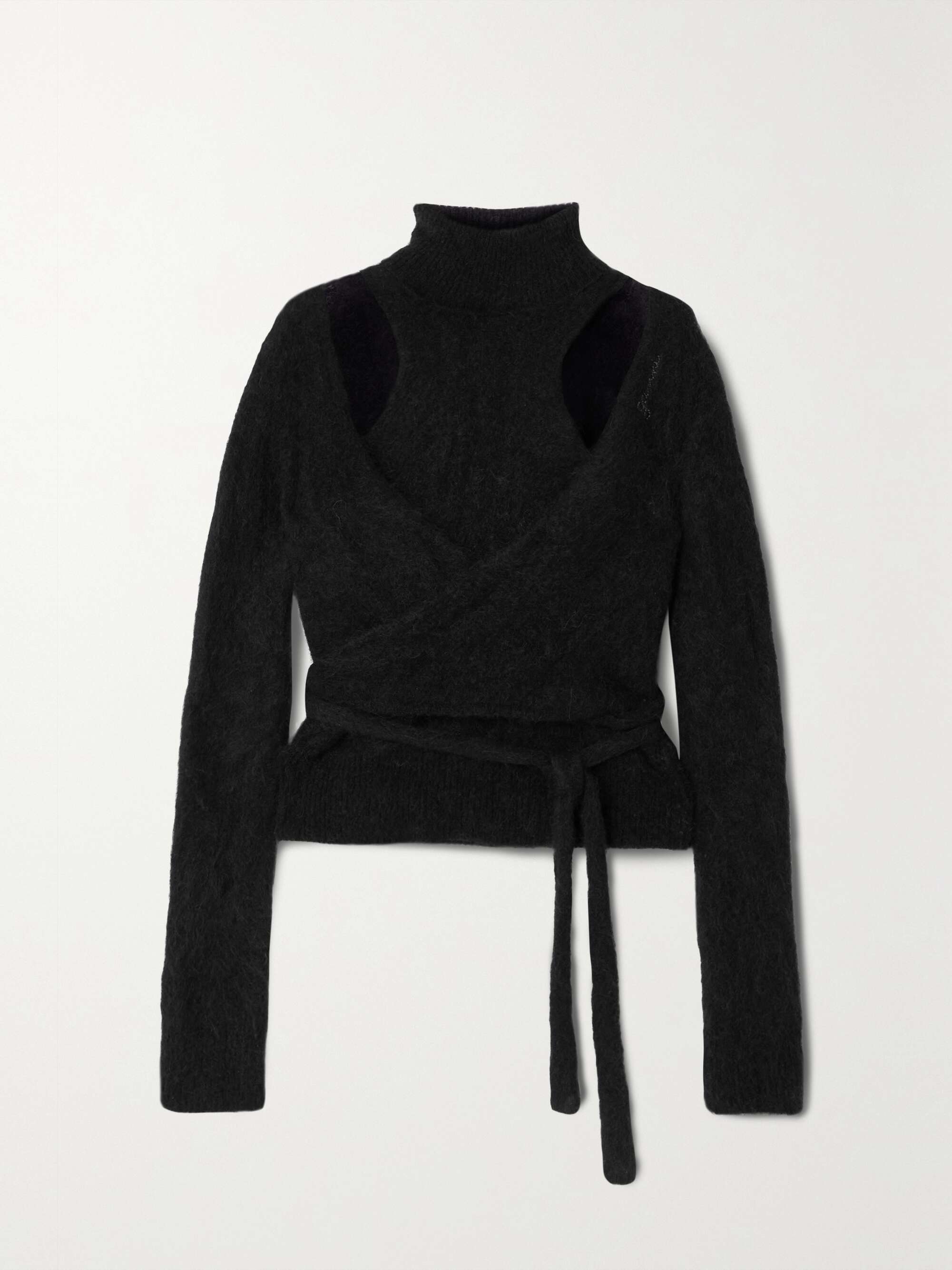 Black Cropped cutout tie-detailed 