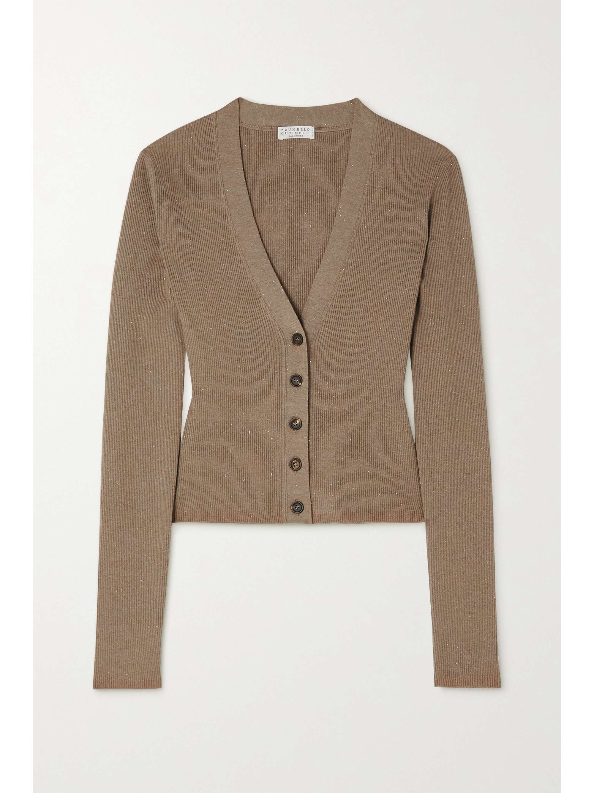 Brunello Cucinelli - Metallic ribbed-knit Cardigan - Neutrals - Small - Net A Porter