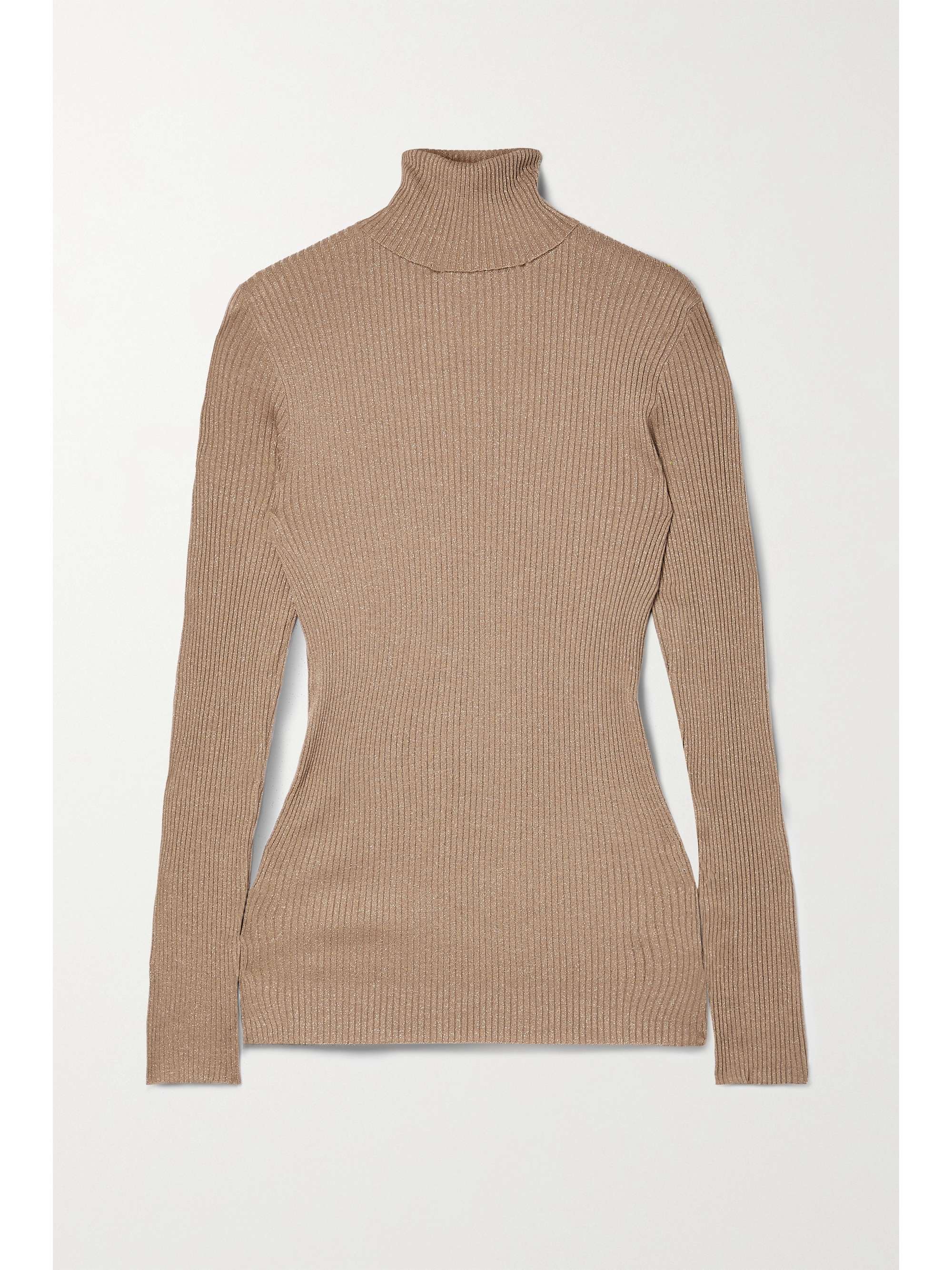 Brown Ribbed metallic cashmere and silk 