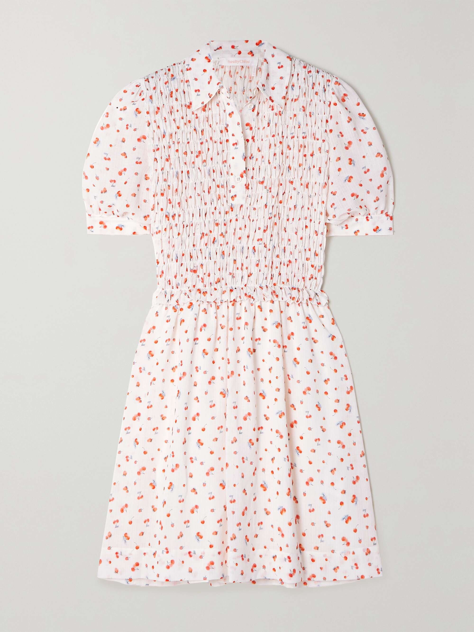 SEE Winona shirred printed georgette mini dress | NET-A-PORTER GR