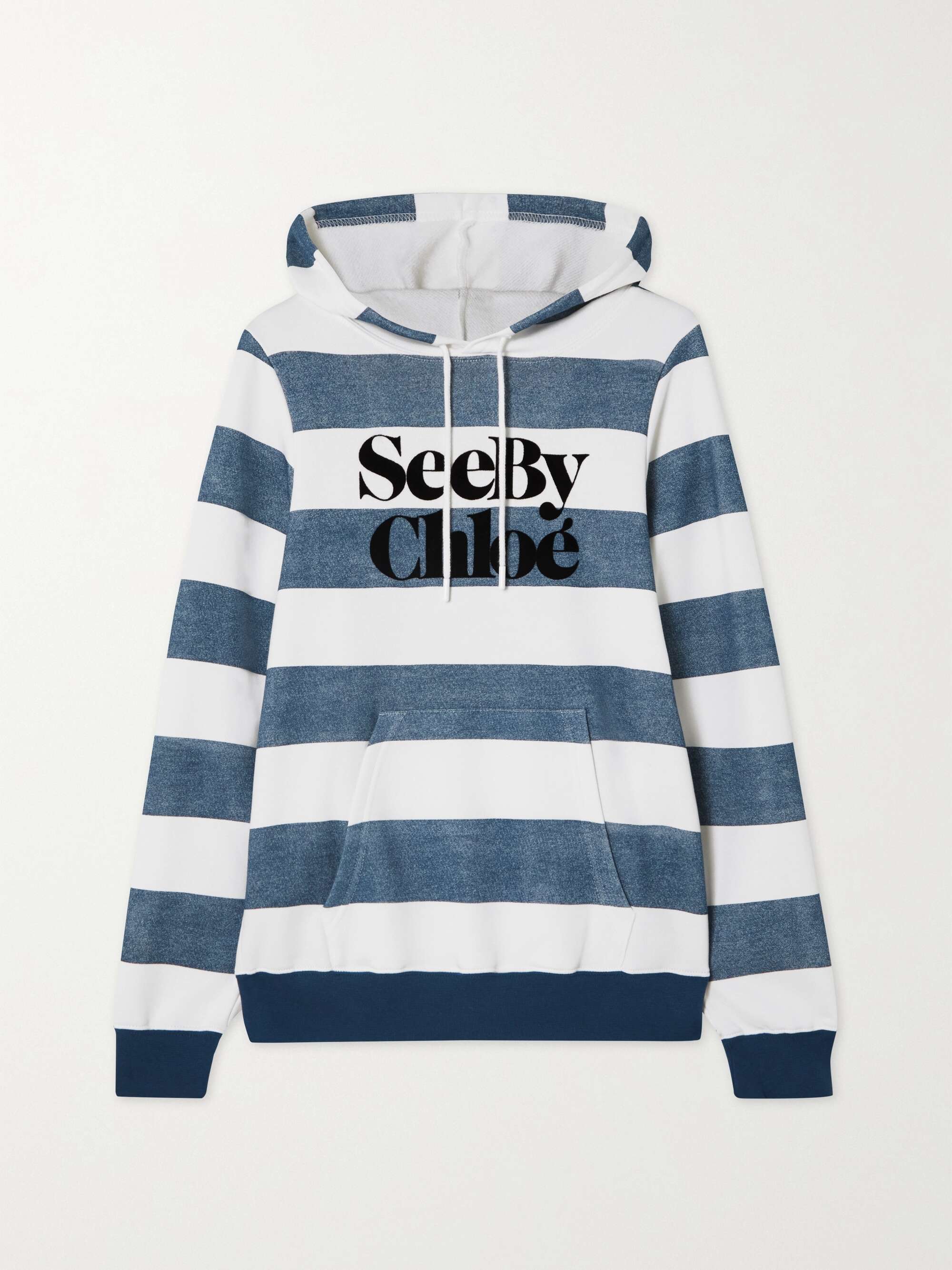 SEE BY CHLOÉ Flocked striped cotton-jersey hoodie | NET-A-PORTER