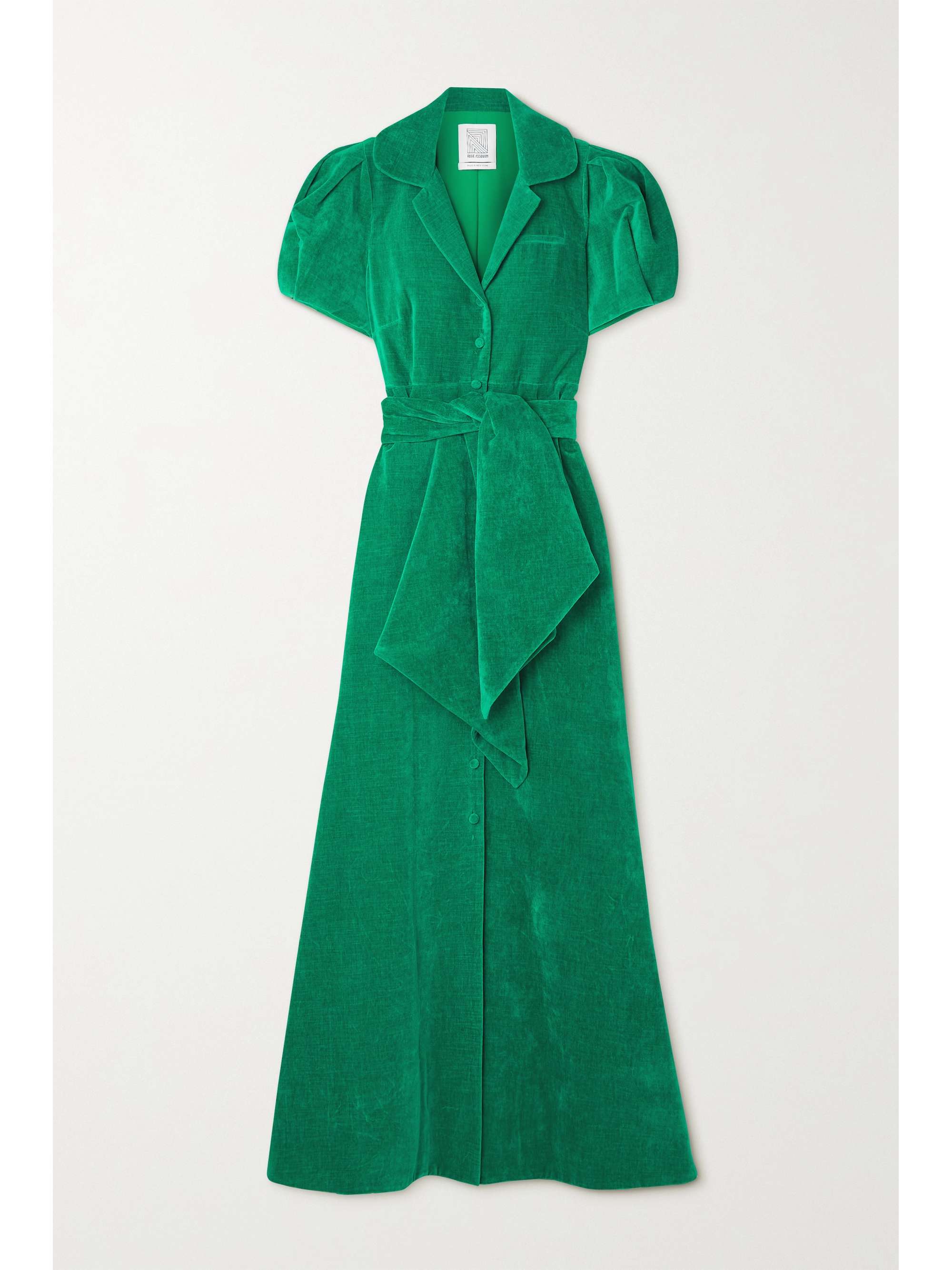 ROSIE ASSOULIN Belted cotton-velvet midi shirt dress | NET-A-PORTER